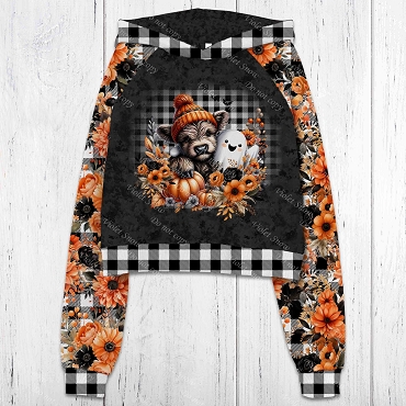 Halloween Floral Moo and Boo Panel